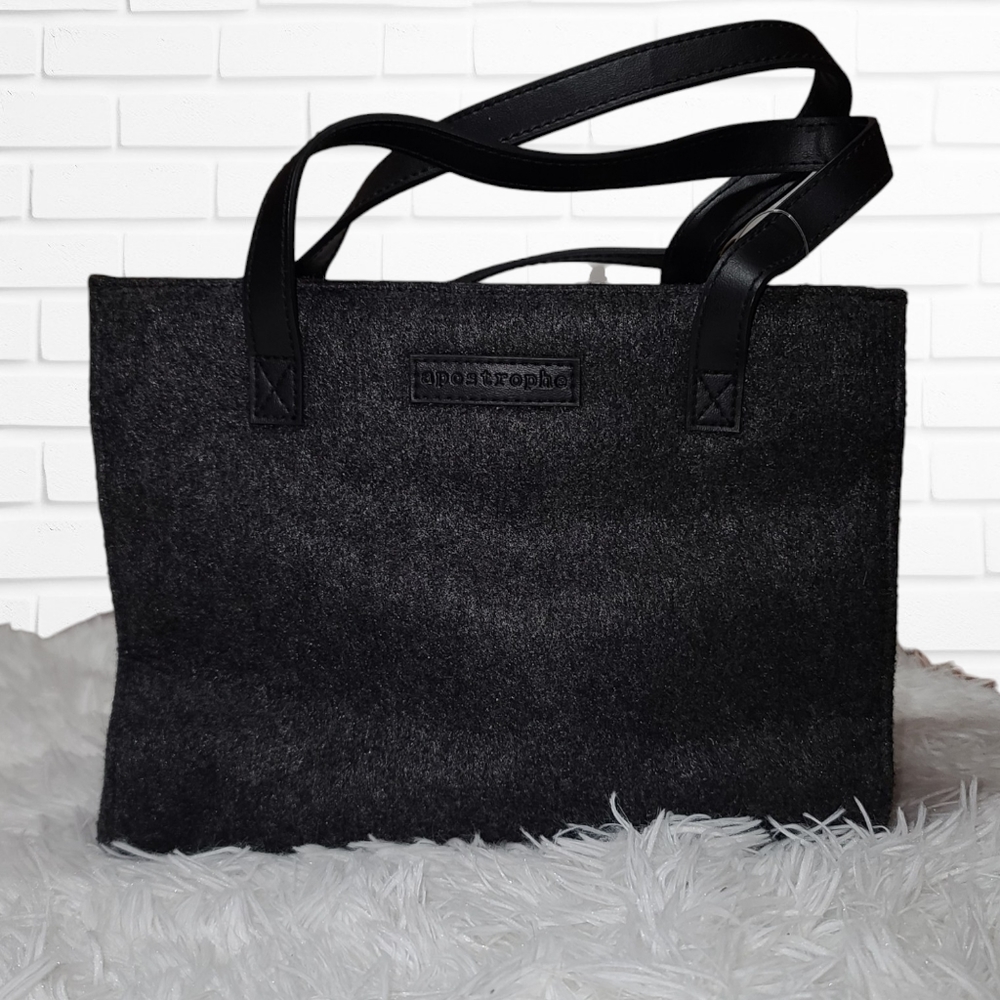 Apostrophe Gray Felt Snap Handbag/Crossbody Bag (NWT)